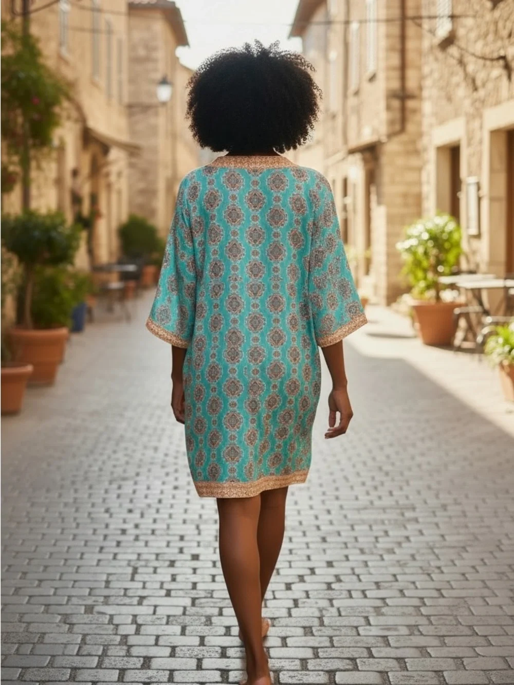 Cabana Life XL Turquoise Printed Tunic Dress UPF Beach Coverup Resort - Picture 3 of 3